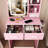 Small Makeup Vanity Desk With Mirror & Adjustable Led Lights,Built-In Power Outlet & Hidden Storage, Includes Padded Stool & Shelf,Space-Saving Dressing Table For Small Bedrooms-1856475660