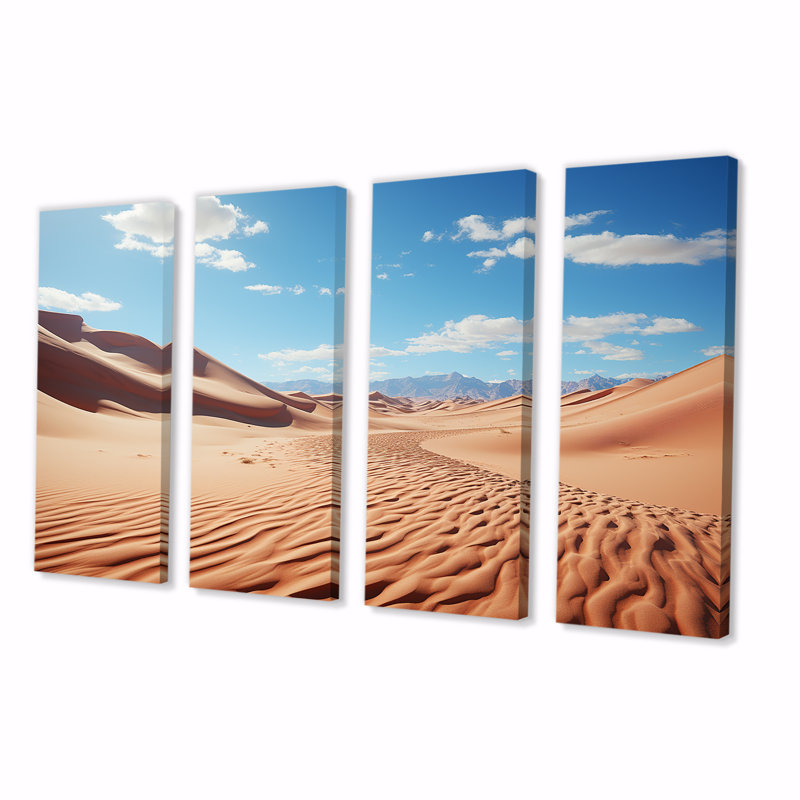 «Desert Dunes Panoramic Horizon VI», art mural sur toile 4 pièces, H 28 po x l 48 po