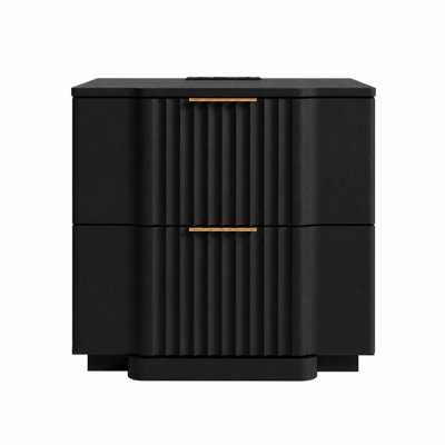 Designer Modern Minimalist Style 2-drawer Fluted Panel Nightstand