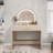Makeup Vanity Table With Touch Screen Lighted Mirror, Dressing Table With A Drawer And Curved Edges