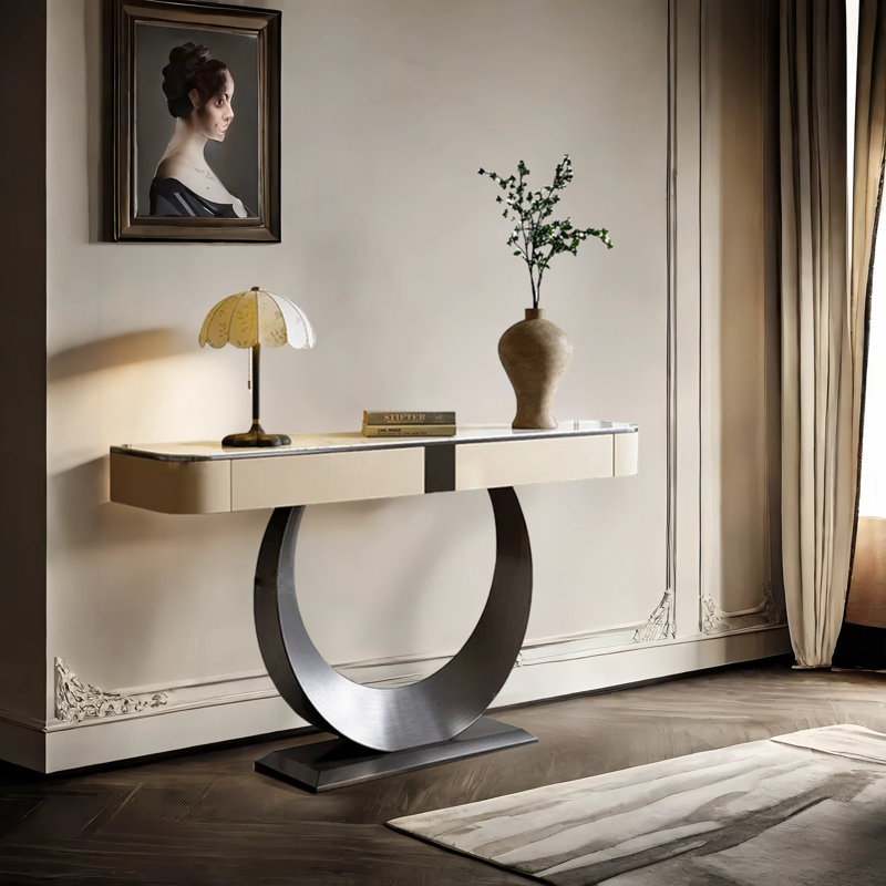 Console d'entrée de luxe de style haut de gamme, H 35 po x l 47,2 po x P 13,8 po, Gris