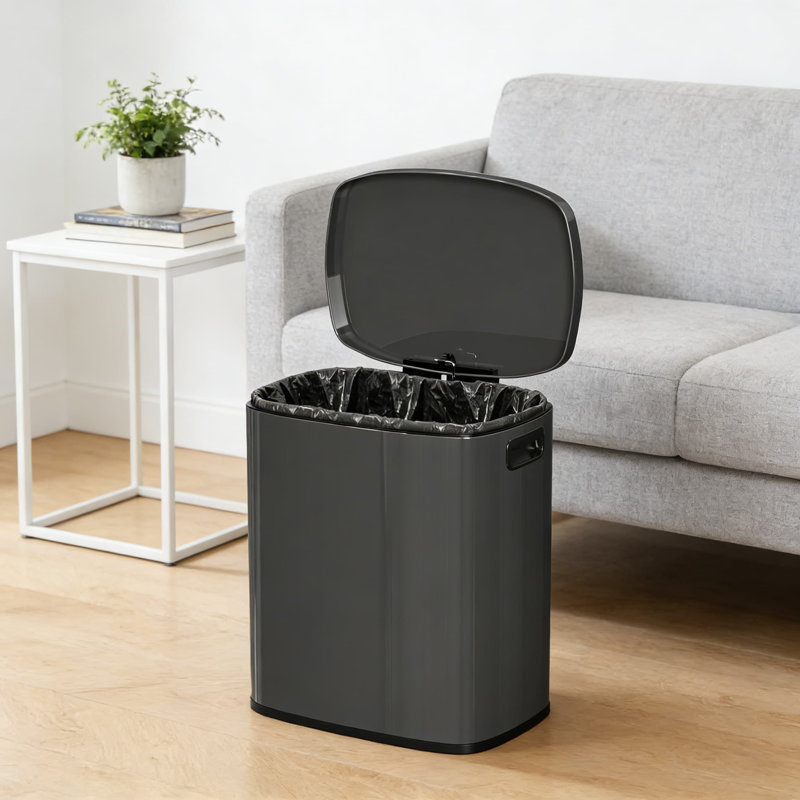 Poubelle de cuisine en acier inoxydable de 13 gallons avec couvercle, poubelle à pédale résistante aux empreintes digitales avec seau intérieur amovible, couvercle silencieux à fermeture en douceur pour la maison et le bureau