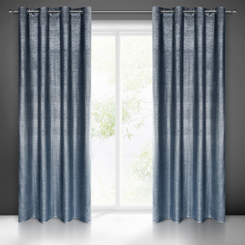 Ajahn Semi Sheer Curtains Single Panel, Marine