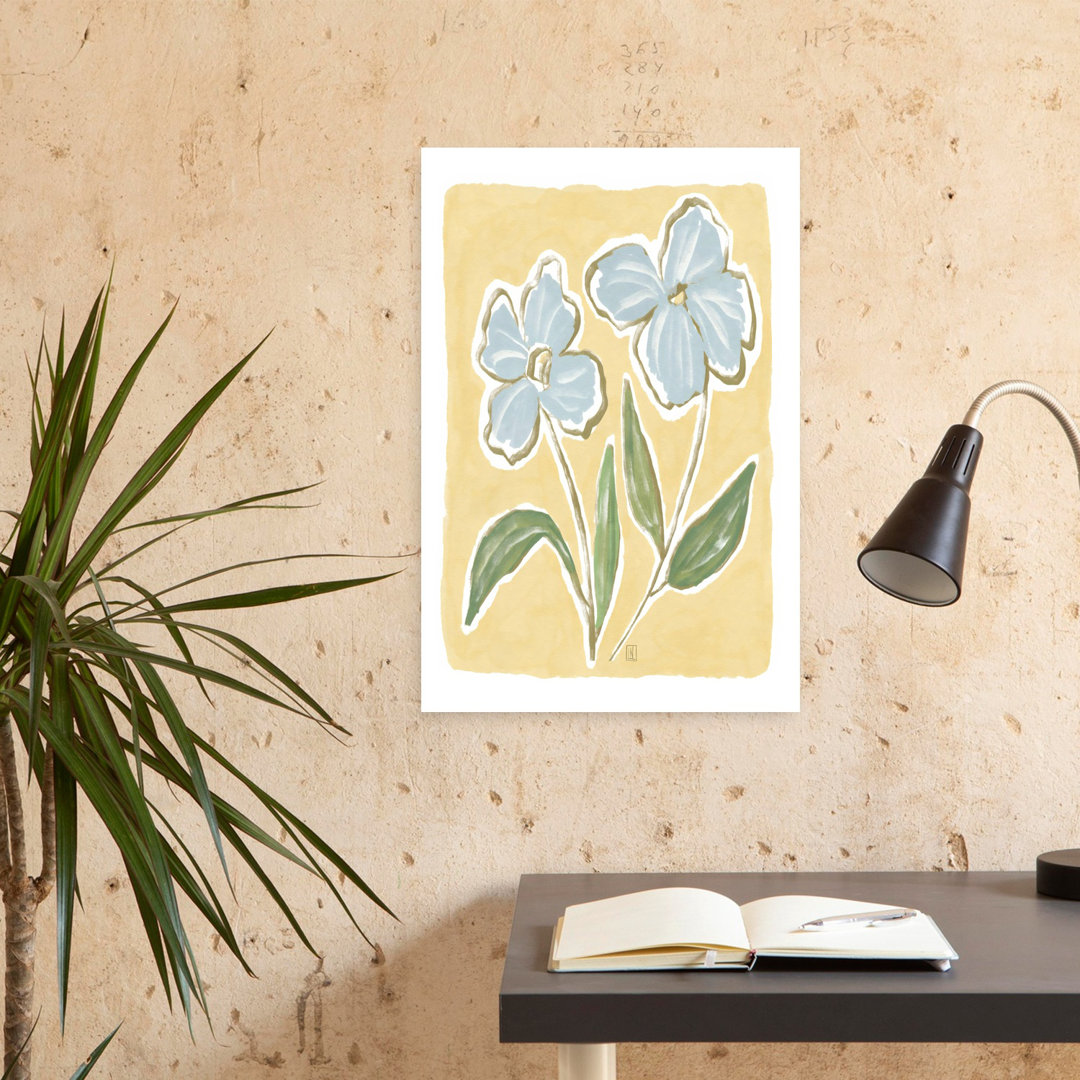 Yellow Floral I Contemporary Delicate Minimalist Nature Spring Wall Art Print