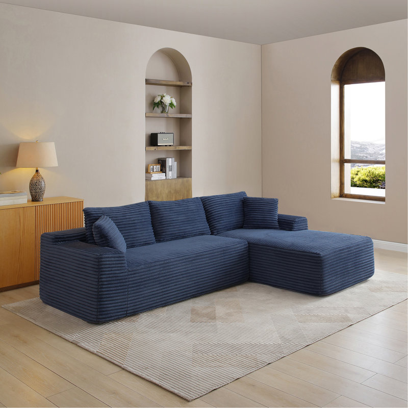 Canapé modulaire de 105 po, canapé modulaire Cloud avec assise profonde, canapé modulaire moderne en L avec méridienne, fauteuils rembourrés pour la chambre du salon, sans assemblage, (BLEU)