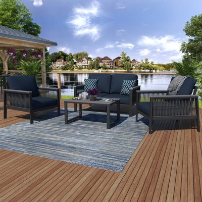 Ensemble de conversation d'extérieur pour 4 personnes avec coussins Sunbrella® Townsend