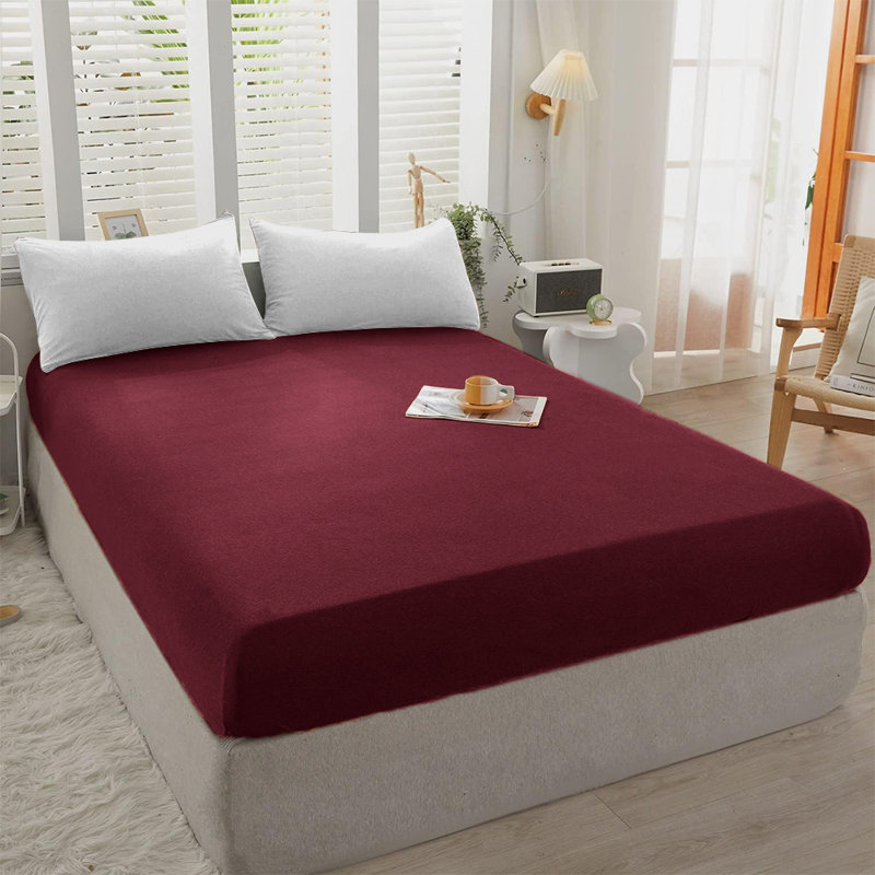 Cotton Blend 30cm Deep Pocket Jersey Fitted Sheet, Red, Double (4'6)