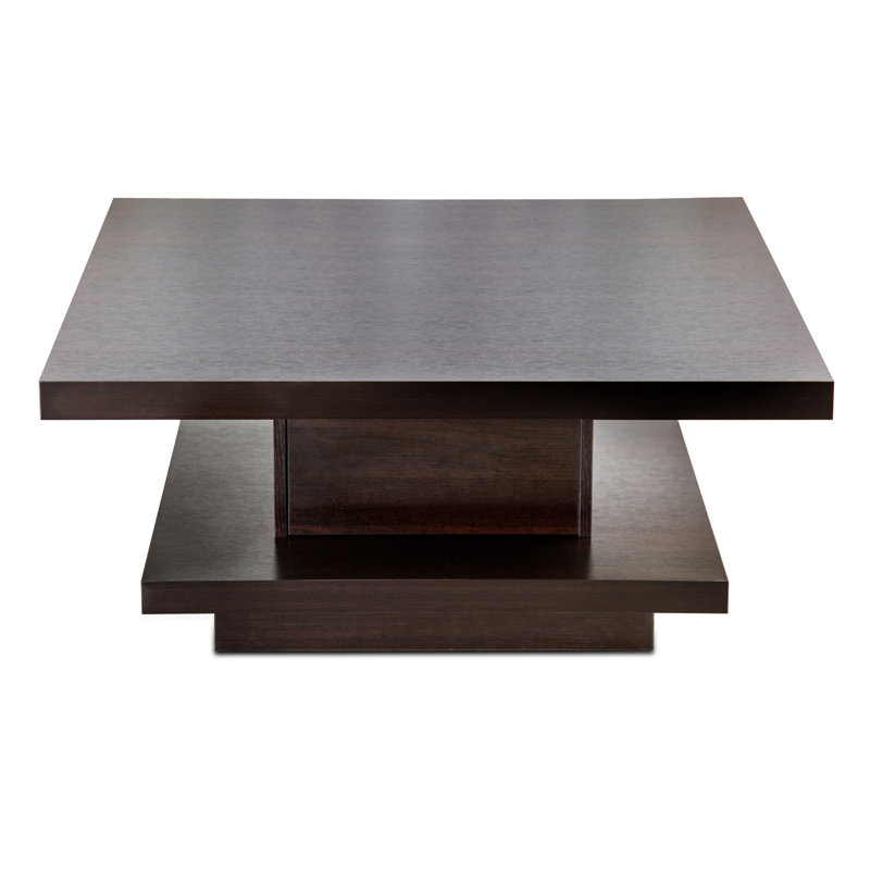 Pedestal Coffee Table with Storage, Coffee Bean