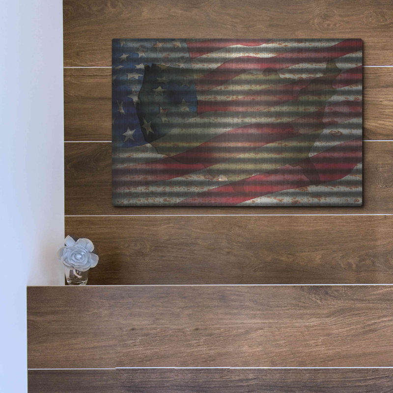 "Drapeau américain sur métal" par Cindy Jacobs, H 12 po x l 16 po