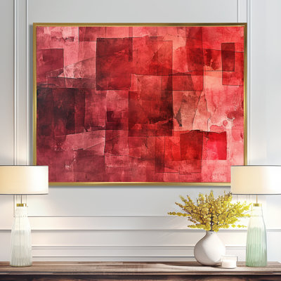 Cubist Red Secrets - Abstract Collages Wall Art