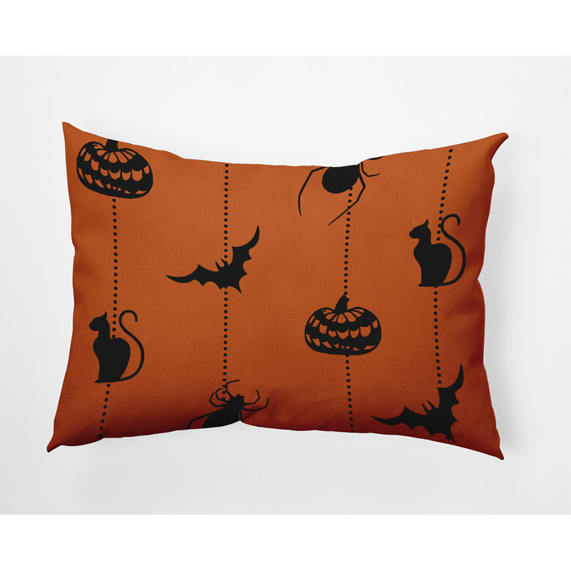 Halloween Web Indoor/Outdoor Throw Pillow, 14"H x 20"W, Dusty Orange, Rectangle