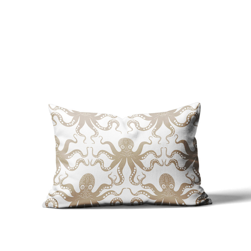 Barnon Reversible Throw Pillow, Beige, 14"H x 20"W