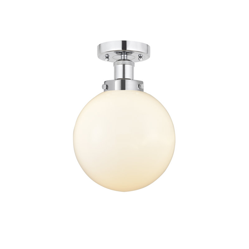 Plafonnier semi-encastré en verre Alfonsa, Blanc mat, Chrome poli