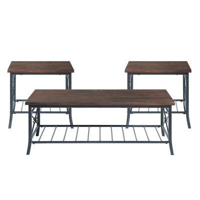 Kamari 3-Piece Living Room Wood Table Set With Metal Base by 17 Stories