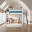 Lit mezzanine en bois massif avec tablettes de rangement, garde-robe et glissade amovible pour enfants, taille simple / double / grand-129527507-129527511
