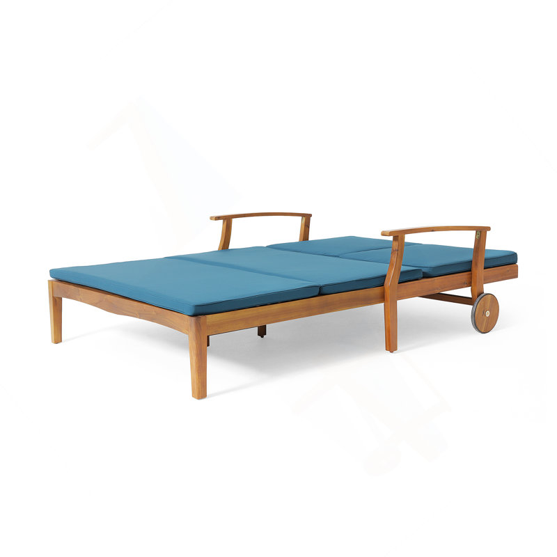 Double Chaise Lounge With Adjustable Sides And Quick-Drying Cushions For Outdoor Relaxation