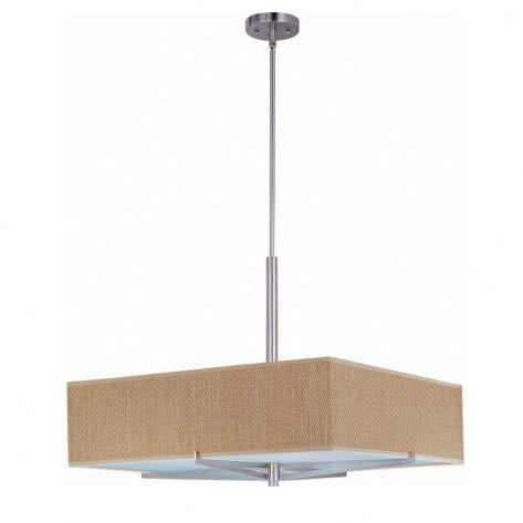 Lustre carré/rectangulaire 3 lumières ombrées Denning, Nickel satiné / 7 po / toile de ramie