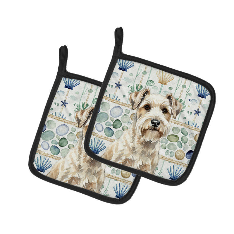 Paire de poignées en verre Sealyham Terrier