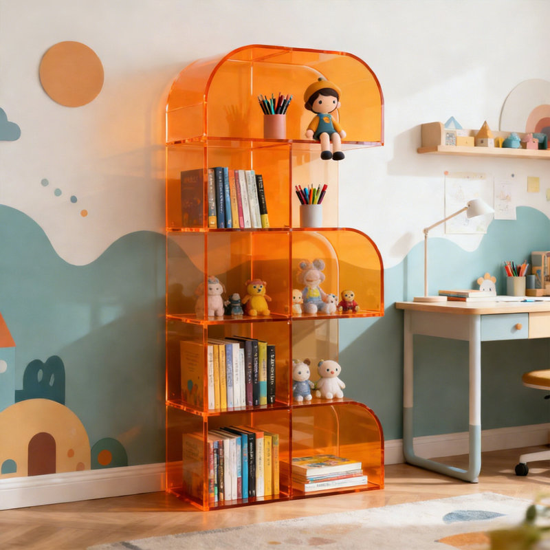 Orange Acrylic Creative Bookcase, (5 Shelves) 59.06"H x 31.5"W x 11.81"D