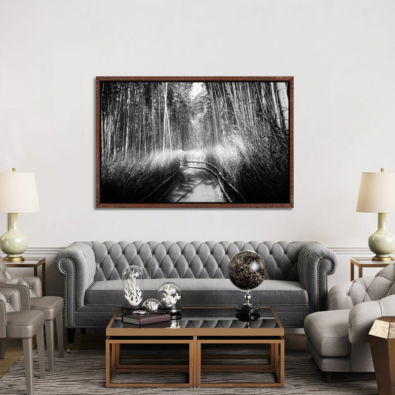 Kyoto Bamboo Trail by Philippe Hugonnard - Floater Frame Print on Canvas, Classic Wood Framed