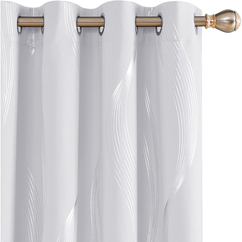 Prewett Super Soft Eyelet Room Darkening Thermal Curtains, Greyish White, Width 117 x Drop 138cm