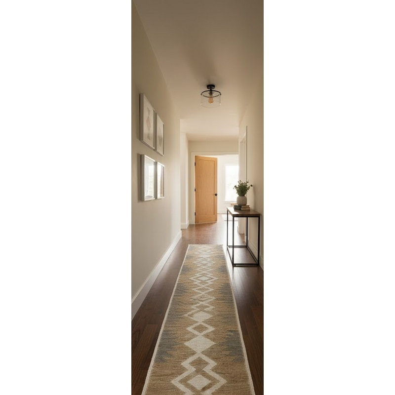 Geometric Handmade Braided  Cream Area Rug