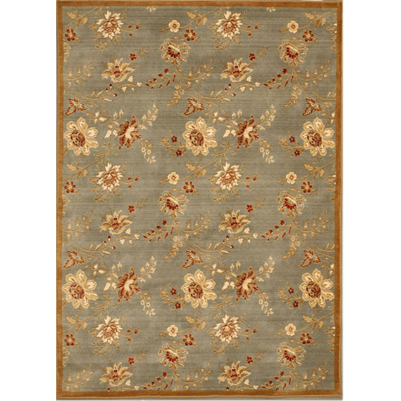 Wool Floral Area Rug in Gray