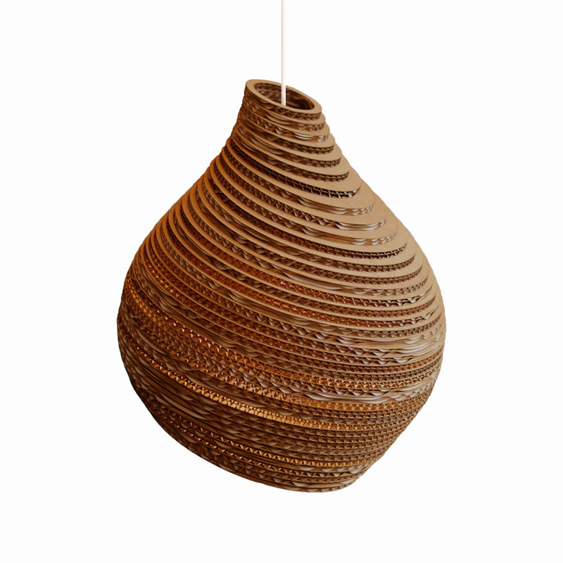 Scraplights Organic Hive Recycled Cardboard Pendant Light, 18" H x 15" W x 15" D, Natural