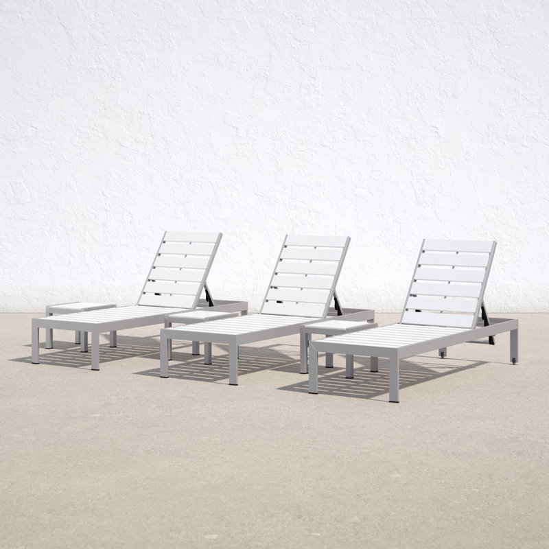 Aynura 6 Piece 76'' Long Reclining Chaise Lounge Set, Brush White