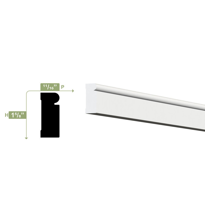 1.625'' x 96'' White PVC Brick Moulding