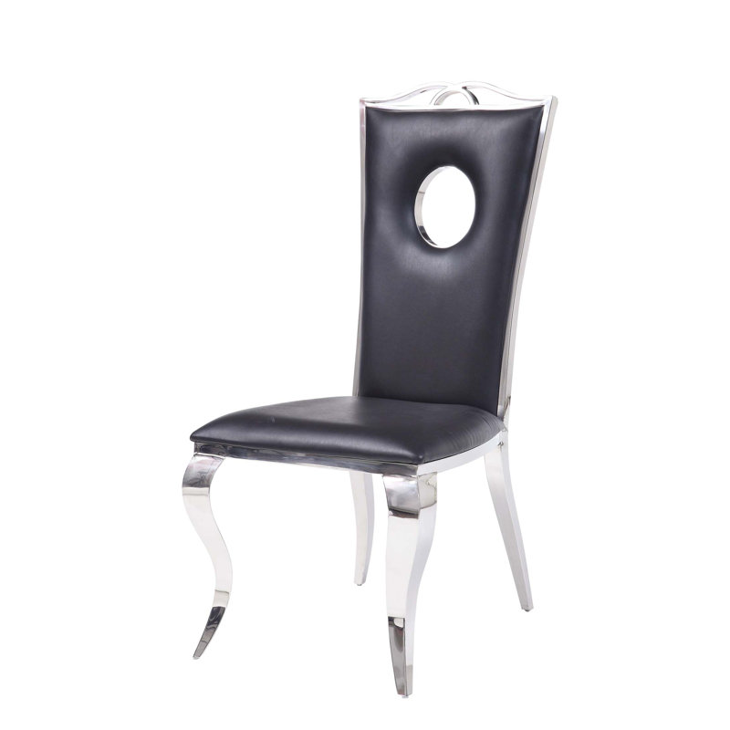 Ensemble de 2 chaises de salle à manger en acier inoxydable et en cuir synthétique Cyren