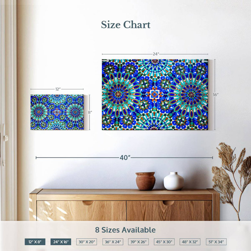 Mosaïque bleue Kerner en médina, H 16 po x l 24 po