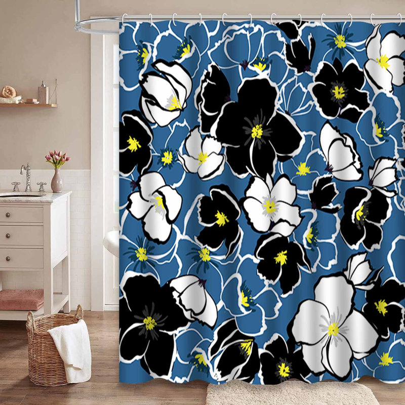 Rideau de douche floral avec 12 crochets, L 72 po x l 72 po