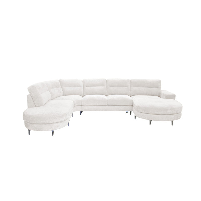 6 Seater Corner Sofa , Left Hand Facing, White