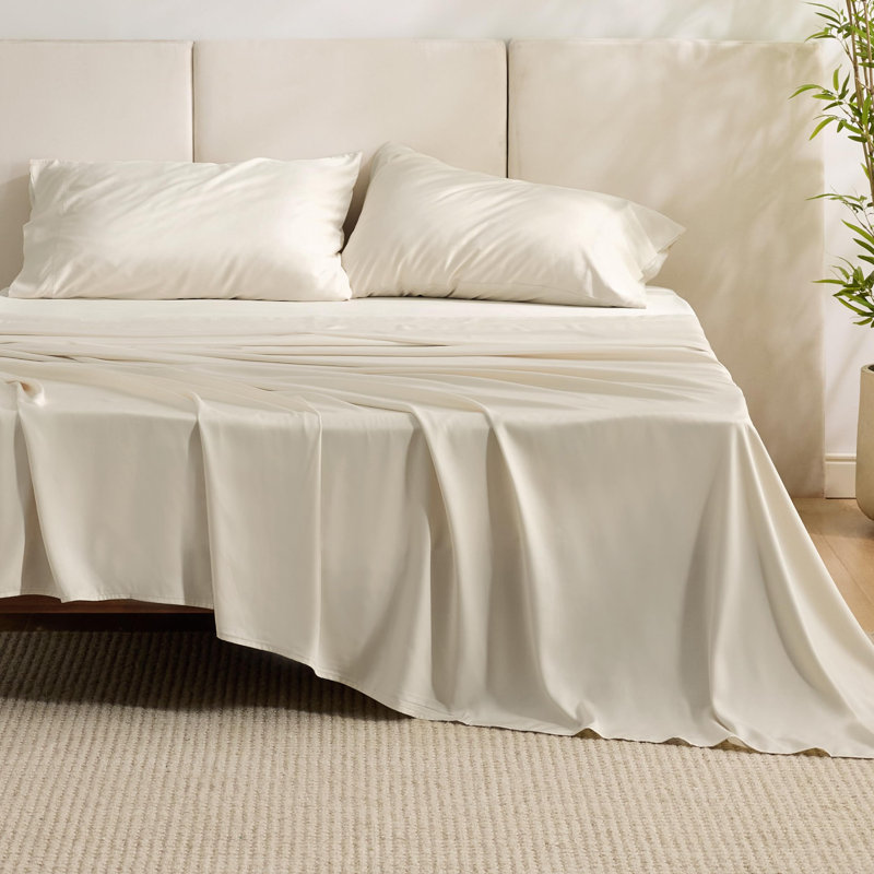 Essential Collection Cooling Rayon Derived from Bamboo Sheet Set, Light Beige, Full Sheet Set with 2 Pillowcases