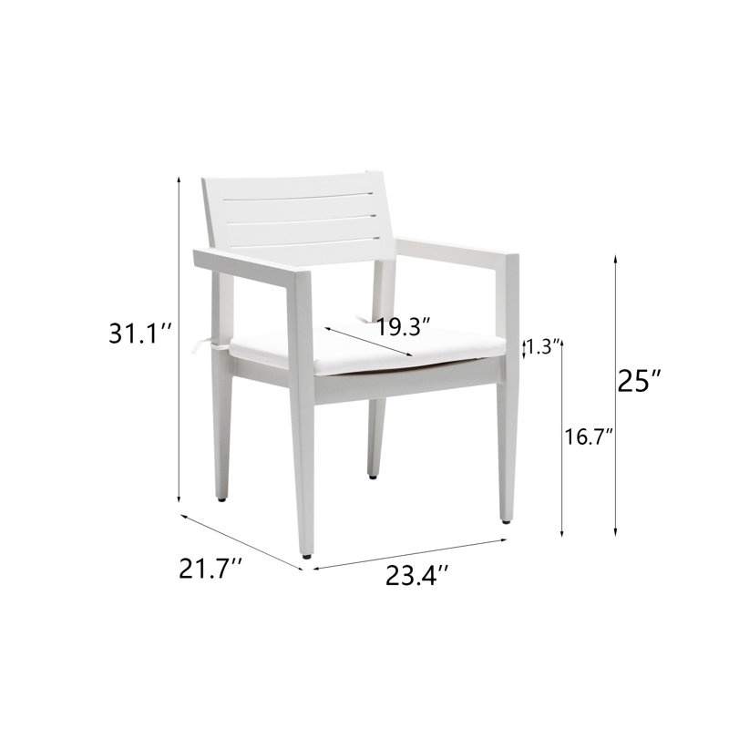 Chaises de salle à manger d'extérieur en aluminium 4PCS avec coussins Sunbrella