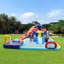 Méga gonflable parc aquatique 18,9 pi x 17,1 pi - glissade géante, double piscine, pistolets à eau, panier de basketball, but de soccer et mur d'escalade