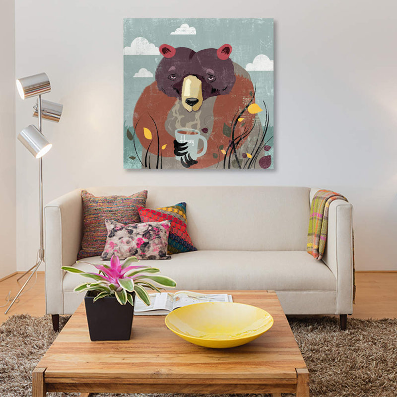 « miel ours », impression sur toile, H 26 po x l 26 po x P 1,5 po, Pas de tapis, Toile tendue