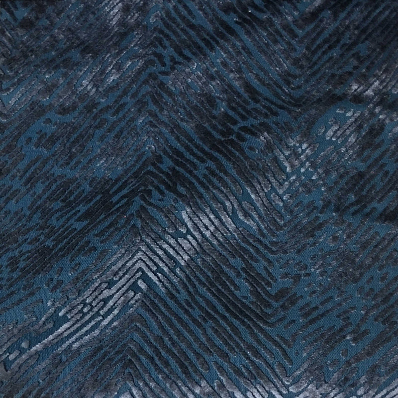 Epic Burnout Velvet Drapery Fabric, Indigo
