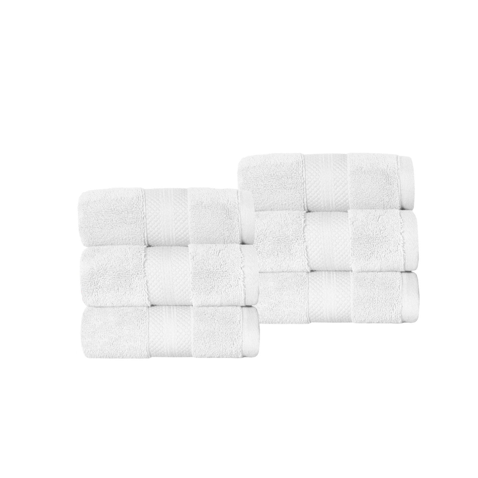 Finnian Turkish Cotton Bath Towel, White, Hand Towels - 6 Pack