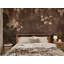 Papier peint botanique brun à motif de magnolia avec aspect texturé