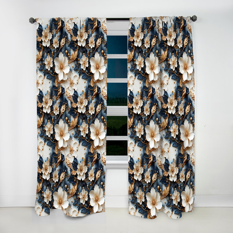 Victorien Opulence Marble Motif II - Rideau obscurcissant en marbre abstrait - 1 panneaux, L 52 po x L 95 po