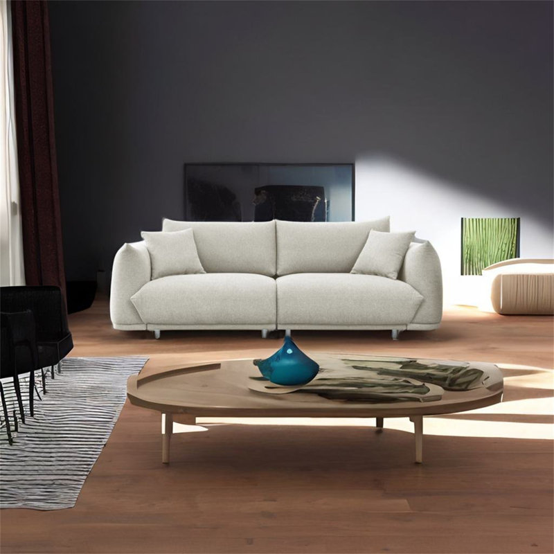 Canapé rembourré 90,5 po Amiya, Mélange de lin beige