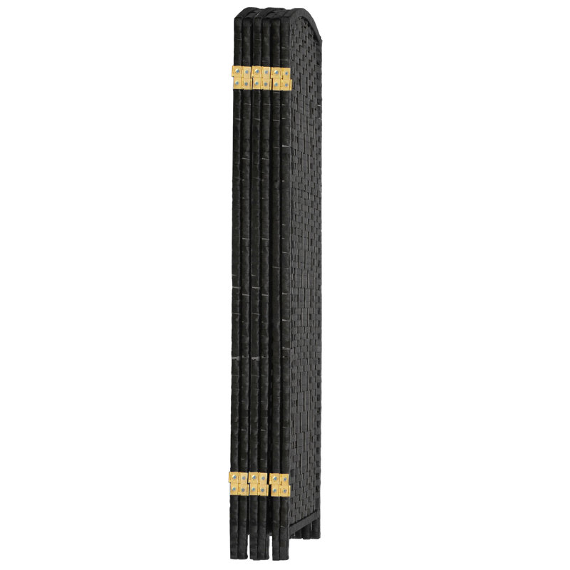 2 Ft. Tall Diamond Weave Fiber Room Divider - Dark Mocha - 8 Panel, 6, 4 ft, Black