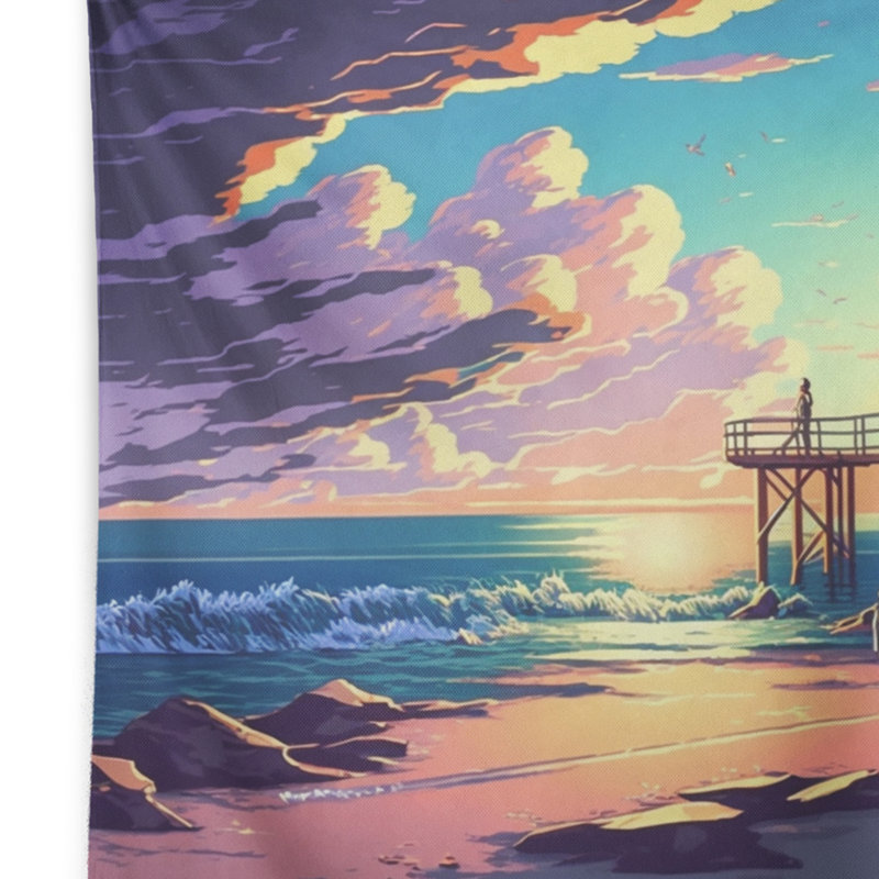 Modern Sunset In Vector Style III Polyester Tapestry, 50" H x 60" W