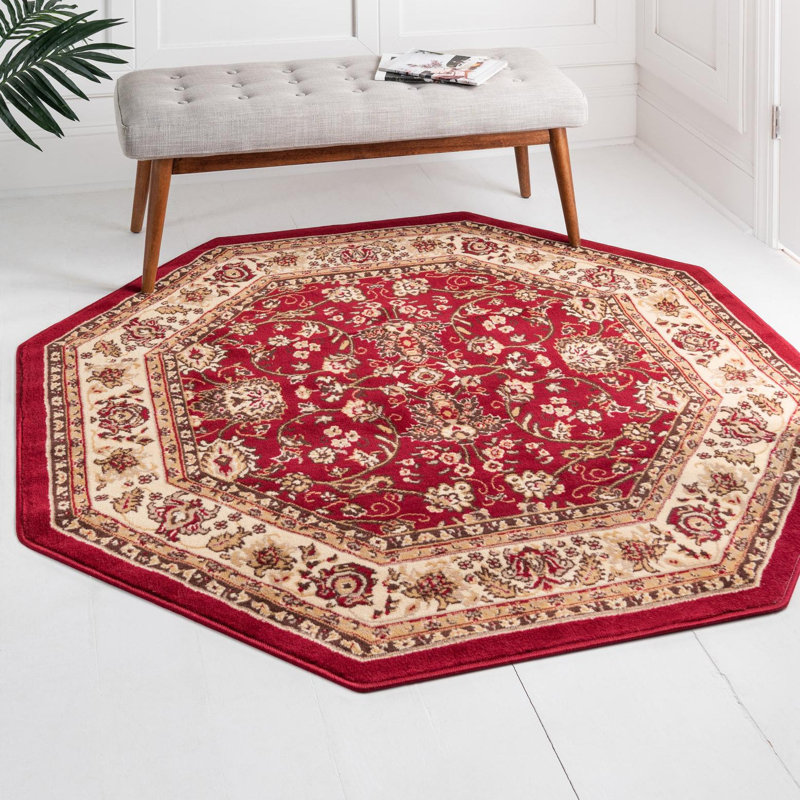 Tapis bourgogne Bhatari, Octogone 5 pi 3 po x 5 pi 3 po, Burgundy