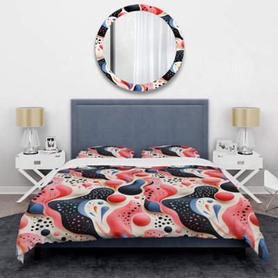 Ensemble de housse de couette rose et bleu Midcentury Trendy