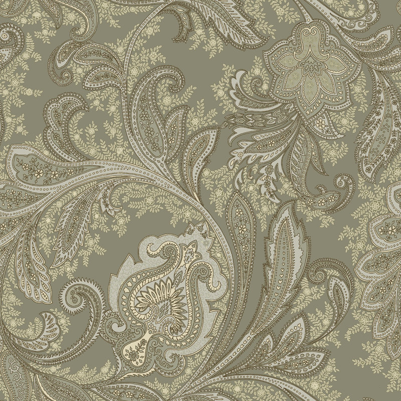 Elegance Collection Paisley Design Pearlescent Finish Wallpaper Roll, Gray