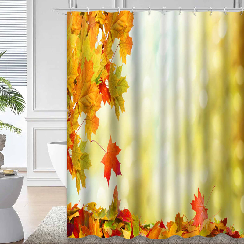 Rideau de douche coloré d'automne avec 12 crochets, L 72 po x l 78 po
