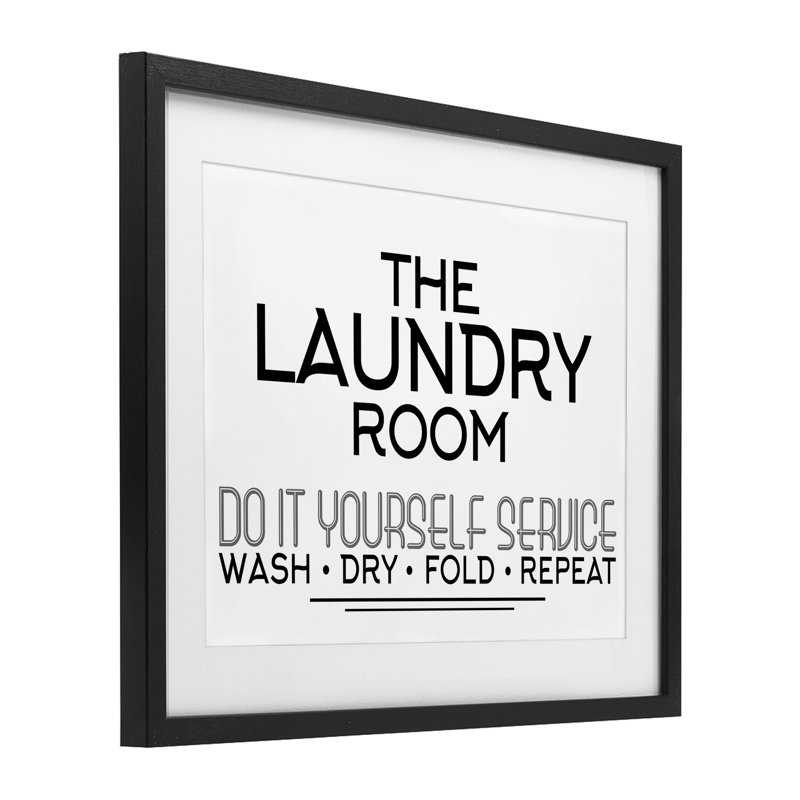 «Do It Yourself Laundry Minimal», reproduction encadrée sous verre, conception de Kim Allen, H 13 po x l 16 po